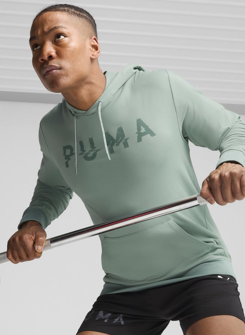 PUMA CLOUDSPUN Branded Mens Green Hoodie - Image 1